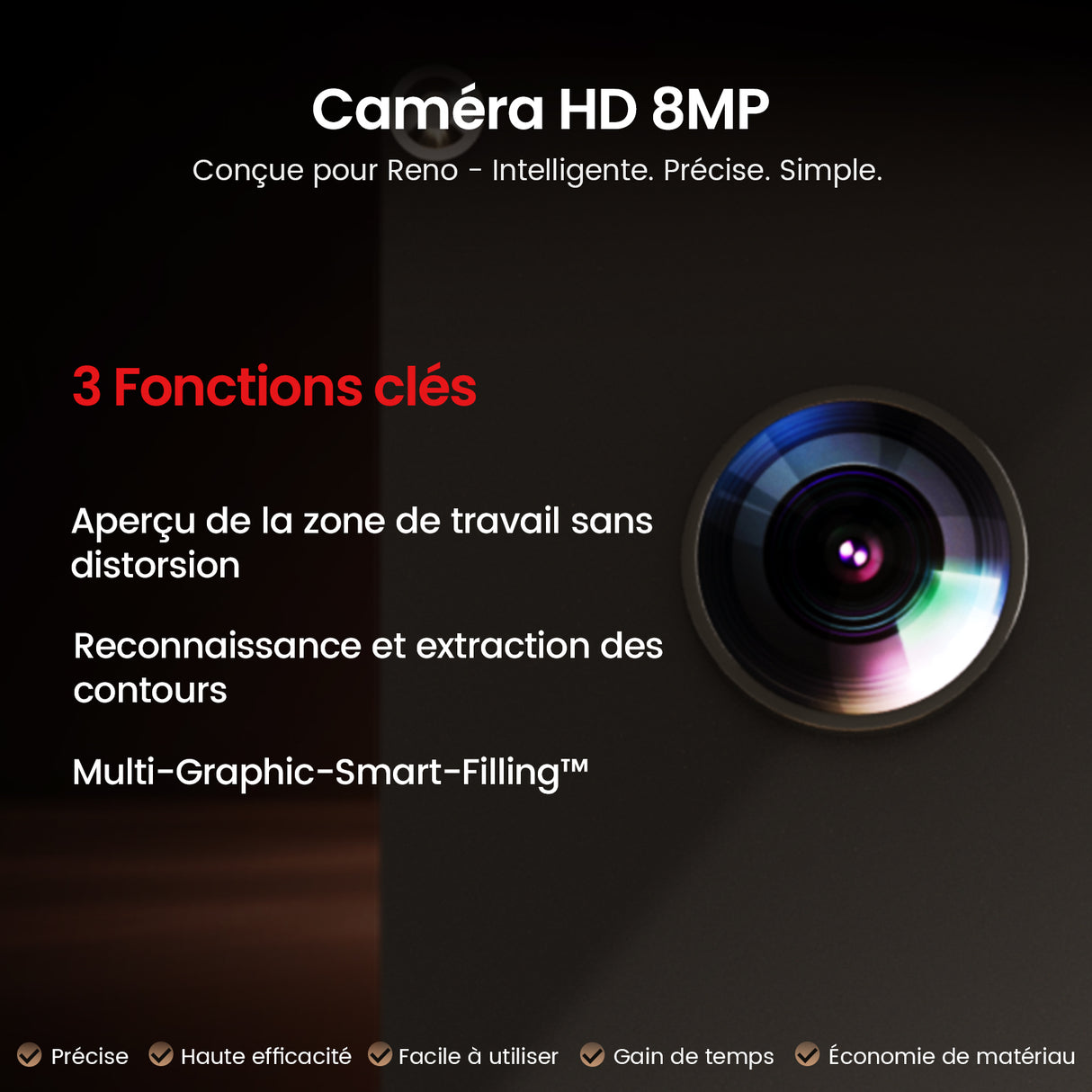 Monport Reno45 Pro Vision Graveur et Découpeur Laser CO2 de Bureau 45W (40×30 cm) avec Caméra HD 8MP et Mise au Point Automatique Assistée par Aimant