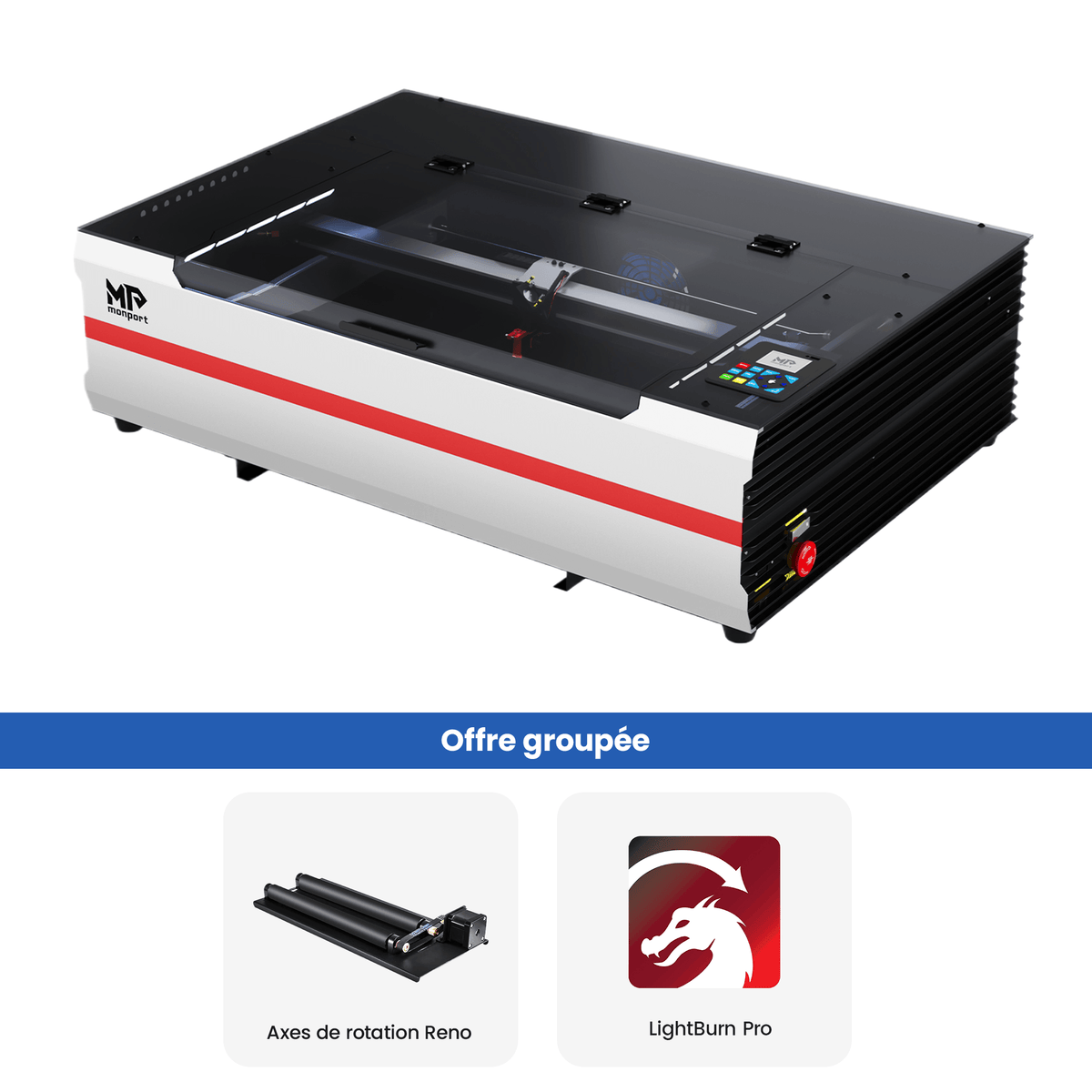 Monport Reno65 Pro 65W Graveur et découpeur laser CO2 de bureau (600x400mm) avec nouveau contr?leur DSP et Mise au point automatique assistée