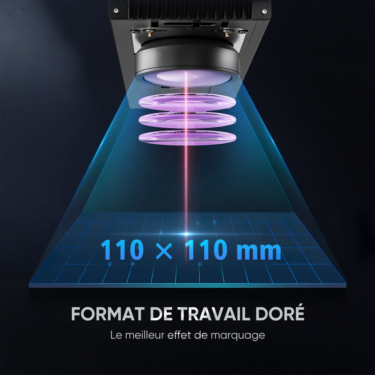 Monport GA Graveur & marqueur laser à fibre intégré amélioré 20W avec Mise au Point Automatique