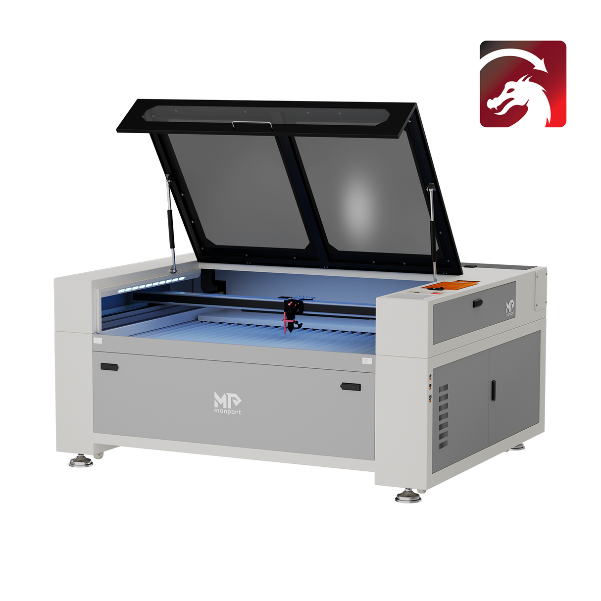 Monport Effi 13S version améliorée machine de gravure et de découpe laser CO2 130W avec fonction de mise au point automatique et refroidisseur d'eau intégré