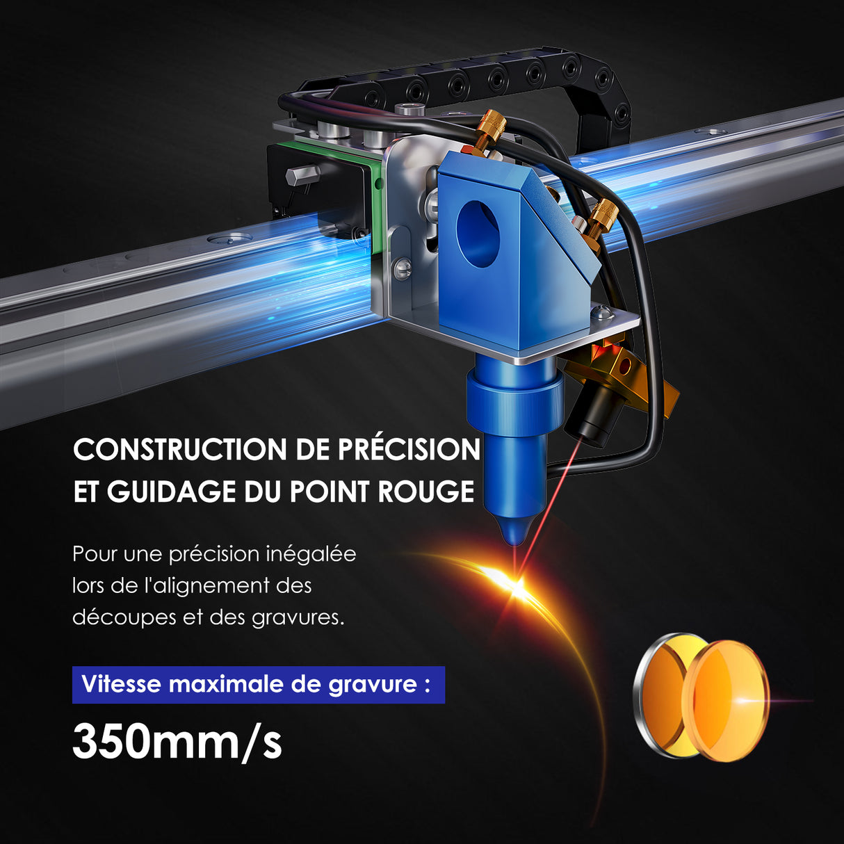Monport 40W Pro Graveur & découpeur laser CO2 Lightburn (12" X 8") avec assistance d'air