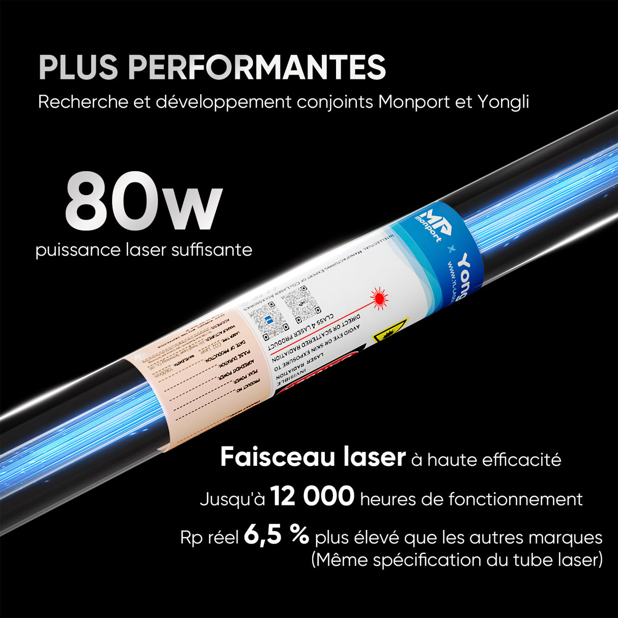 Monport 80W Machine à graver laser CO2 & Cutter (500x700mm) avec Mise au point automatique