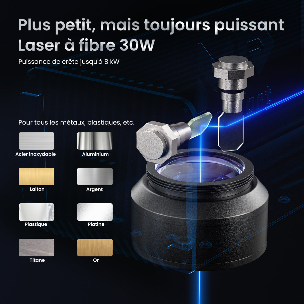 Monport GM 30W Machine de gravure et de marquage laser à fibre intégrée