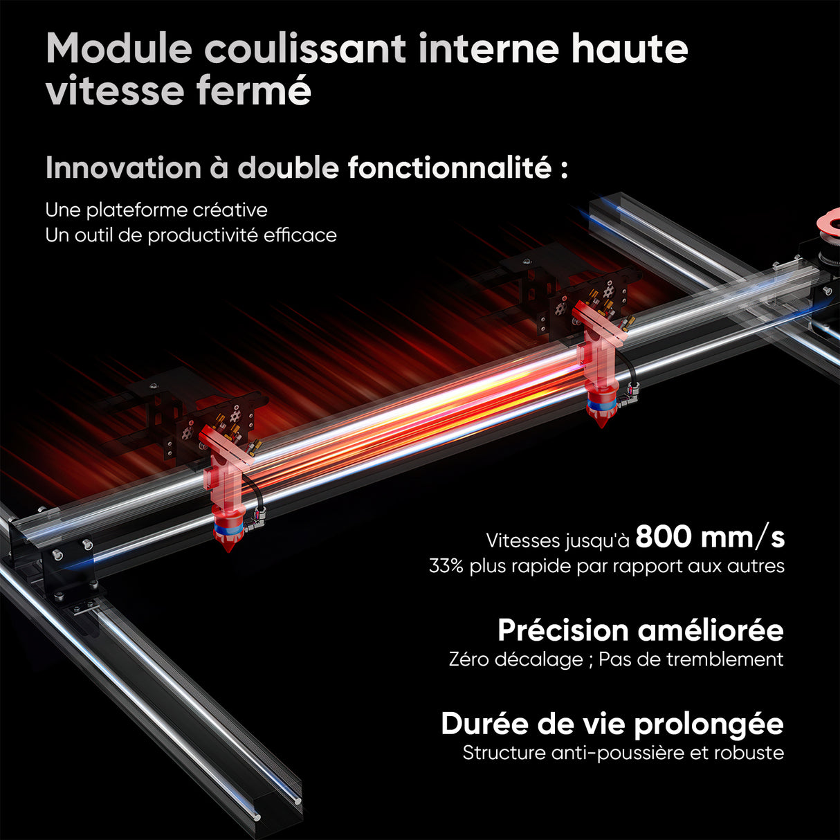 Monport 80W Machine à graver laser CO2 & Cutter (500x700mm) avec Mise au point automatique