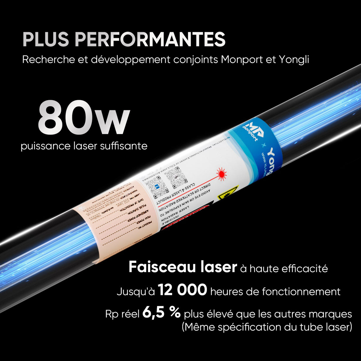 Monport 80W Machine à graver laser CO2 & cutter (500x700mm) avec Mise au point automatique et support