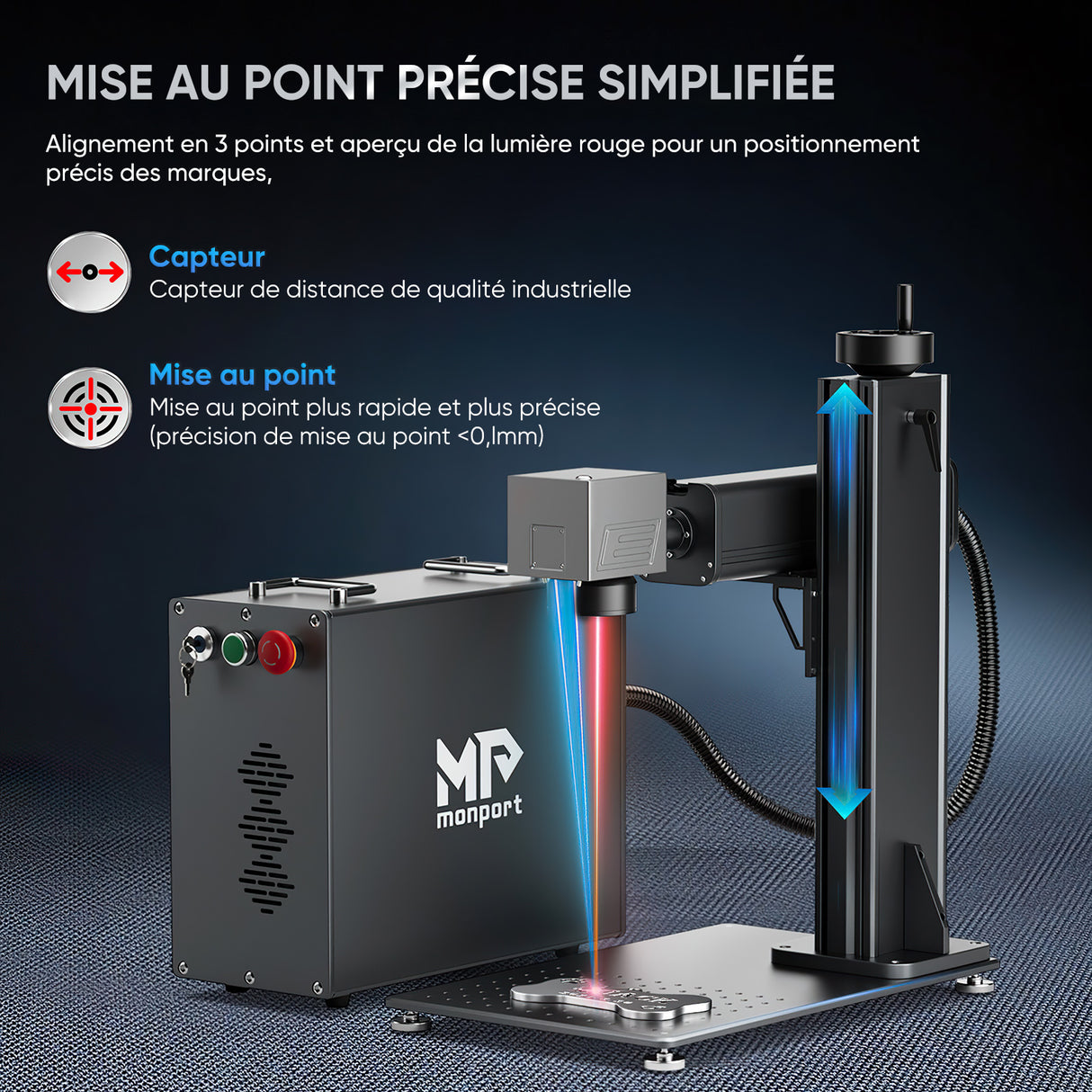 Monport 30W Graveur & marqueur laser à fibre (175 x 175 mm) GPro MOPA avec focalisation manuelle