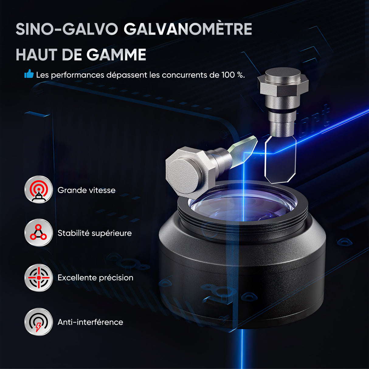 Monport 30W Graveur & marqueur laser à fibre (175 x 175 mm) GPro MOPA avec focalisation manuelle