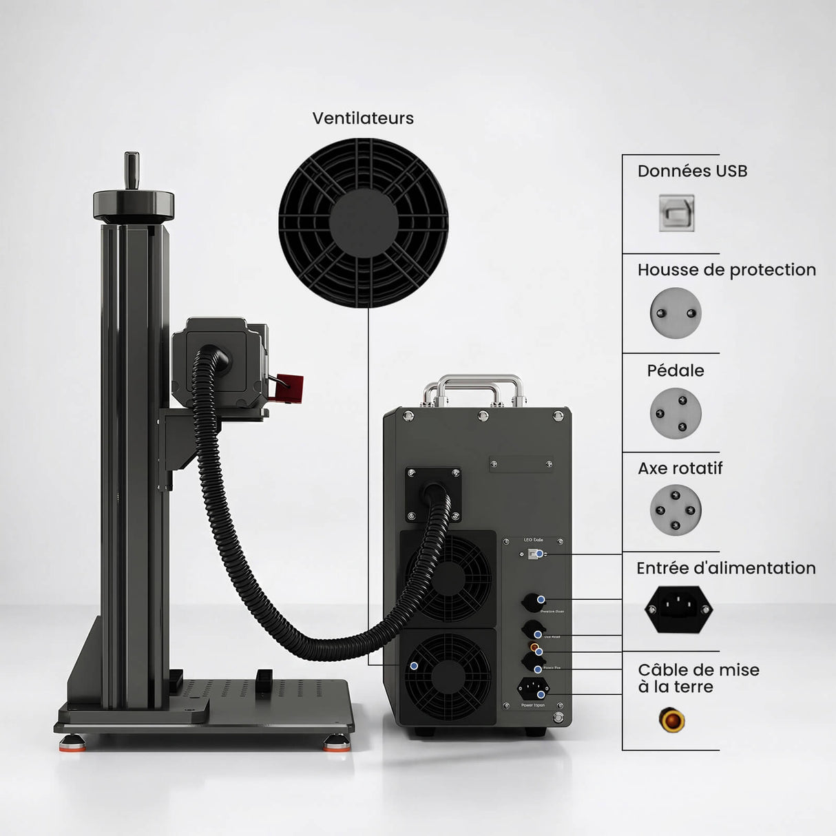 Monport GPro 100W MOPA Machine laser à fibre Vision – Avec système de vision pour un positionnement automatique, une gravure métallique précise et un marquage laser