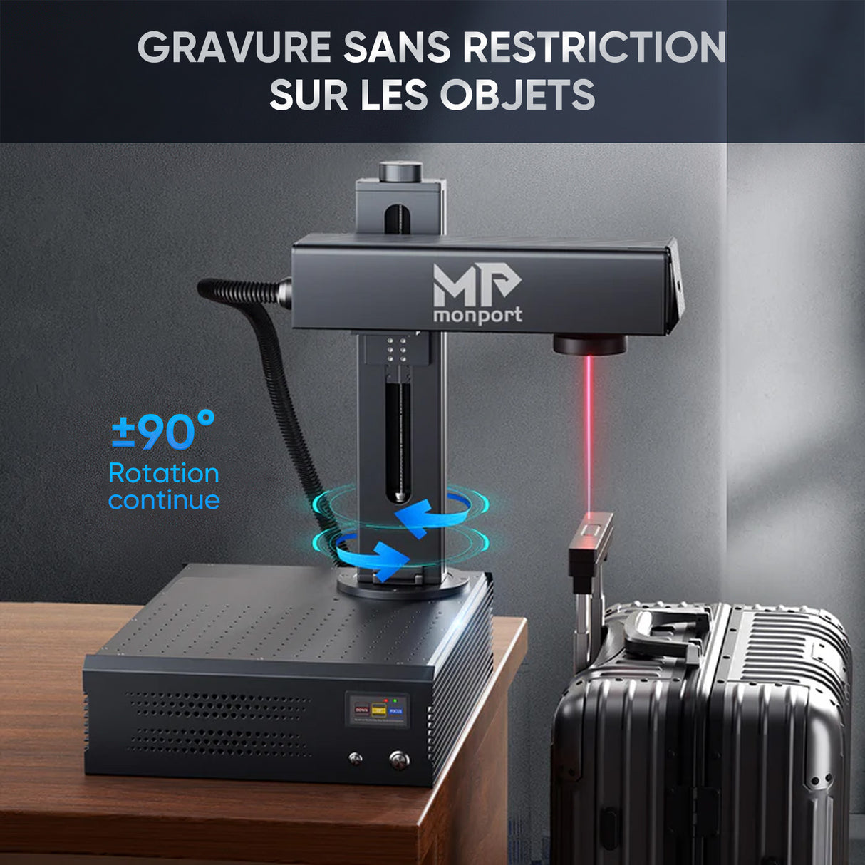 Monport GA Graveur & marqueur laser à fibre MOPA intégré amélioré 100W avec Mise au Point Automatique