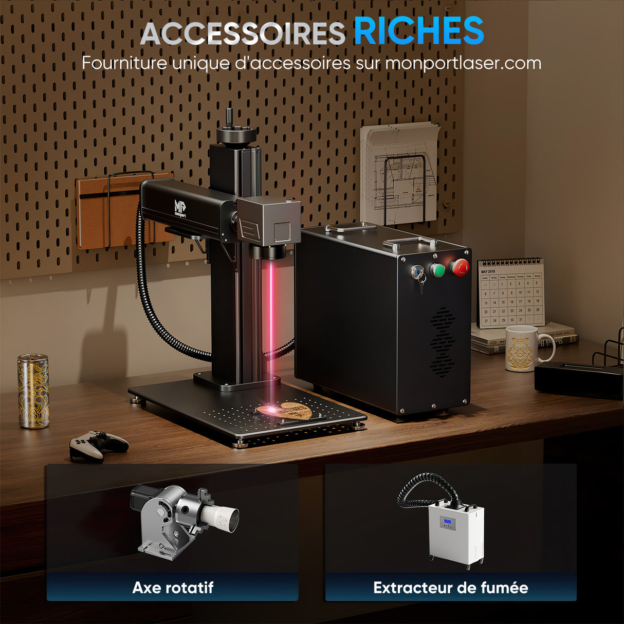 Monport 30W Graveur & marqueur laser à fibre (175 x 175 mm) GPro MOPA avec focalisation manuelle