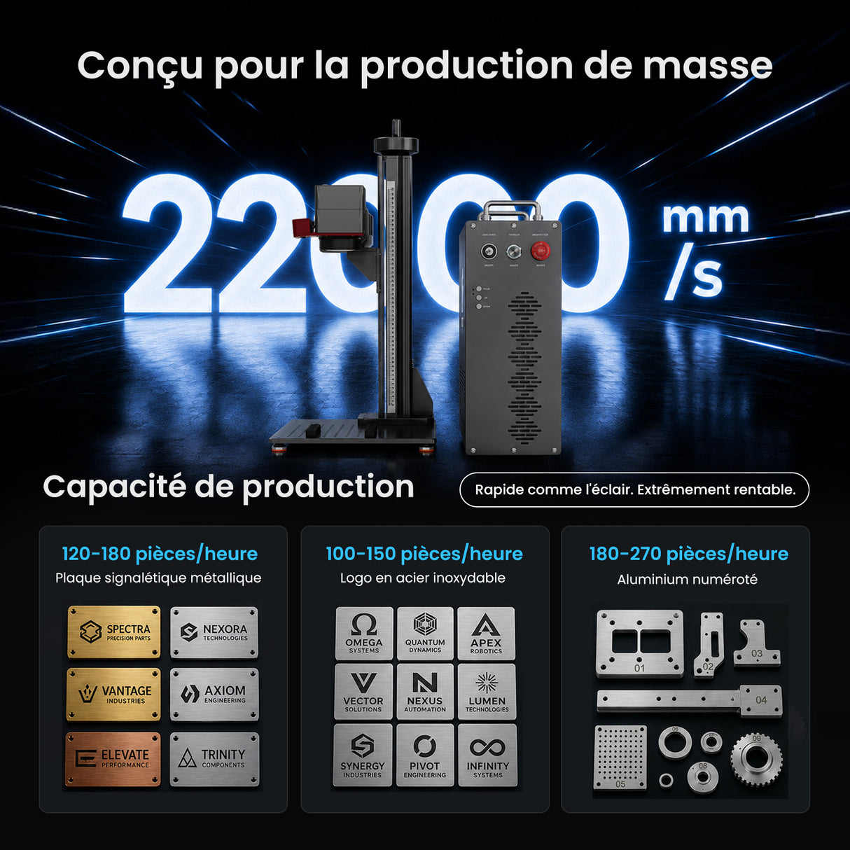 Monport GPro 200W MOPA Machine laser à fibre Vision – Avec système de vision pour un positionnement automatique, une gravure métallique précise et un marquage laser