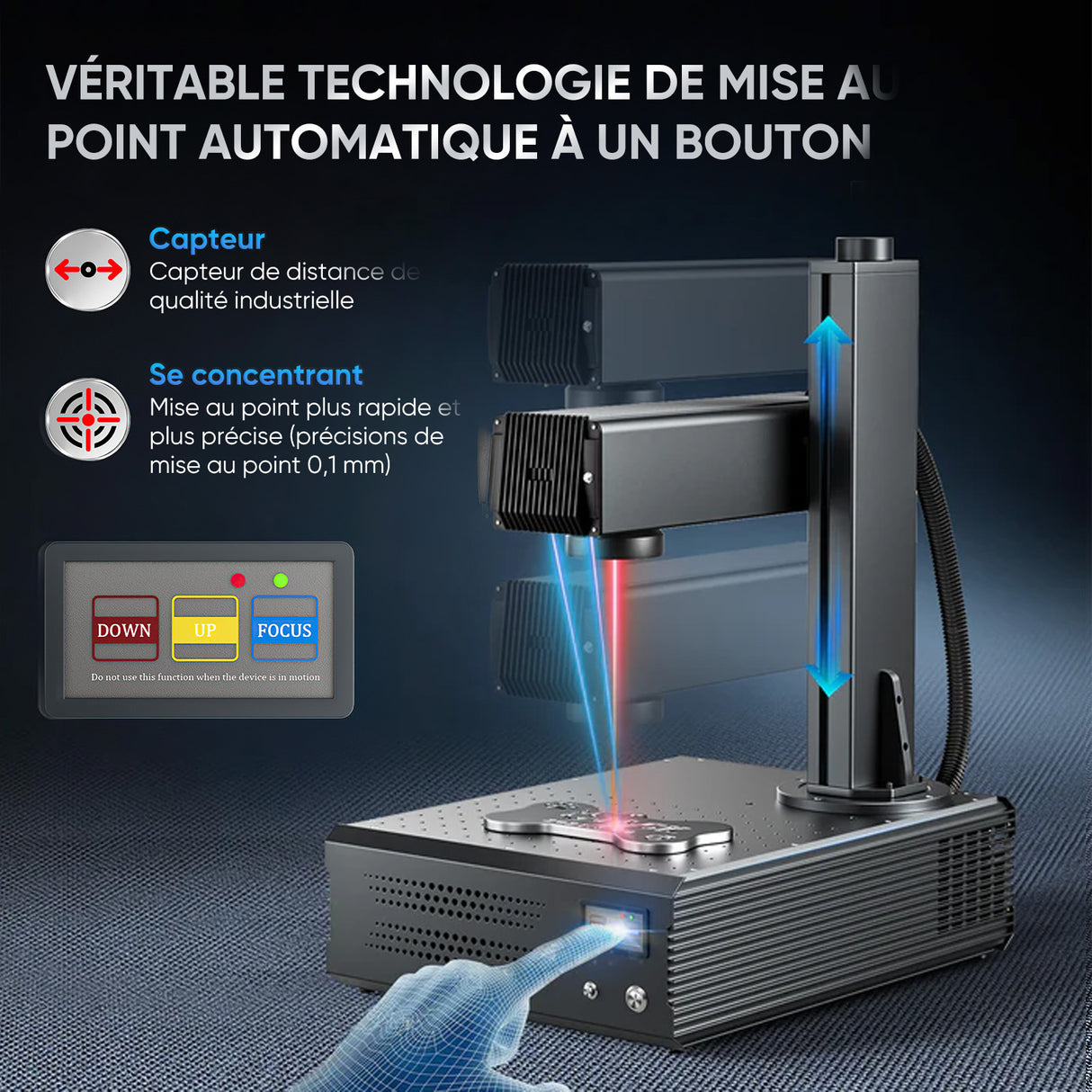 Monport GA Graveur & marqueur laser à fibre MOPA intégré amélioré 100W avec Mise au Point Automatique
