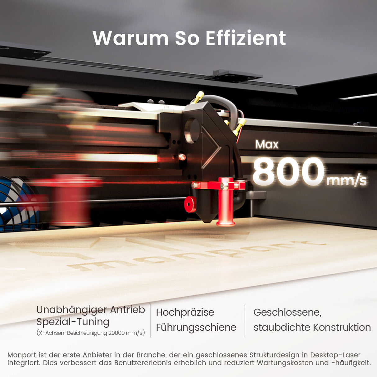 Machine de gravure et de découpe laser CO₂ de bureau Monport Reno 65 Pro (600x400mm) et 65 Pro Vision, équipée d'une caméra HD 8MP et d'une fonction de remplissage automatique intelligente