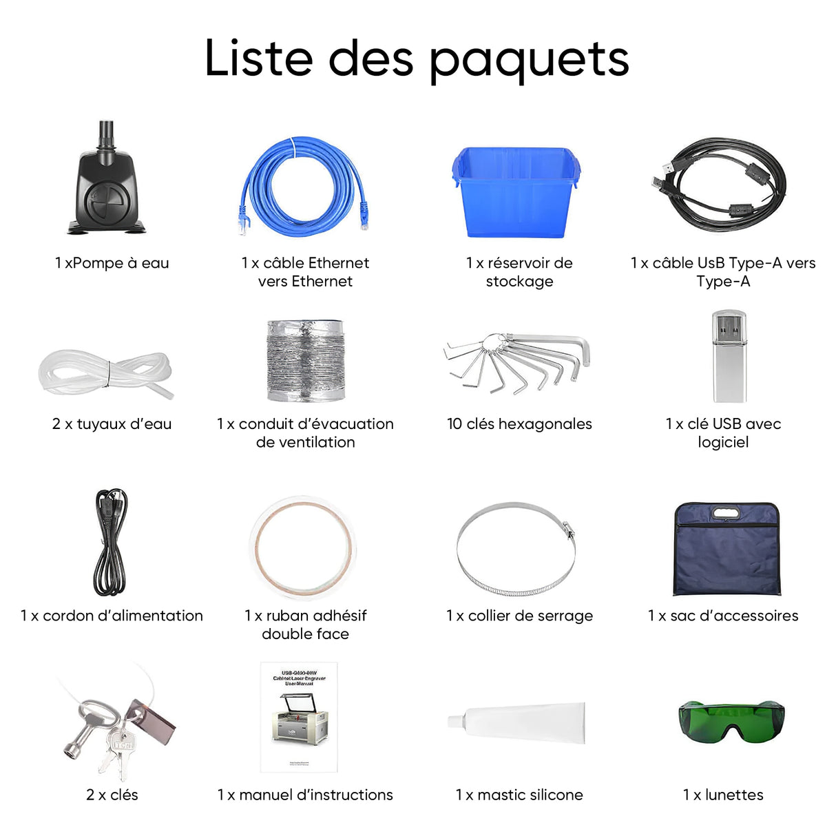 Monport 60W Machine à graver laser CO2 & Cutter (700 x 500mm) Surface de gravure avec Mise au point automatique