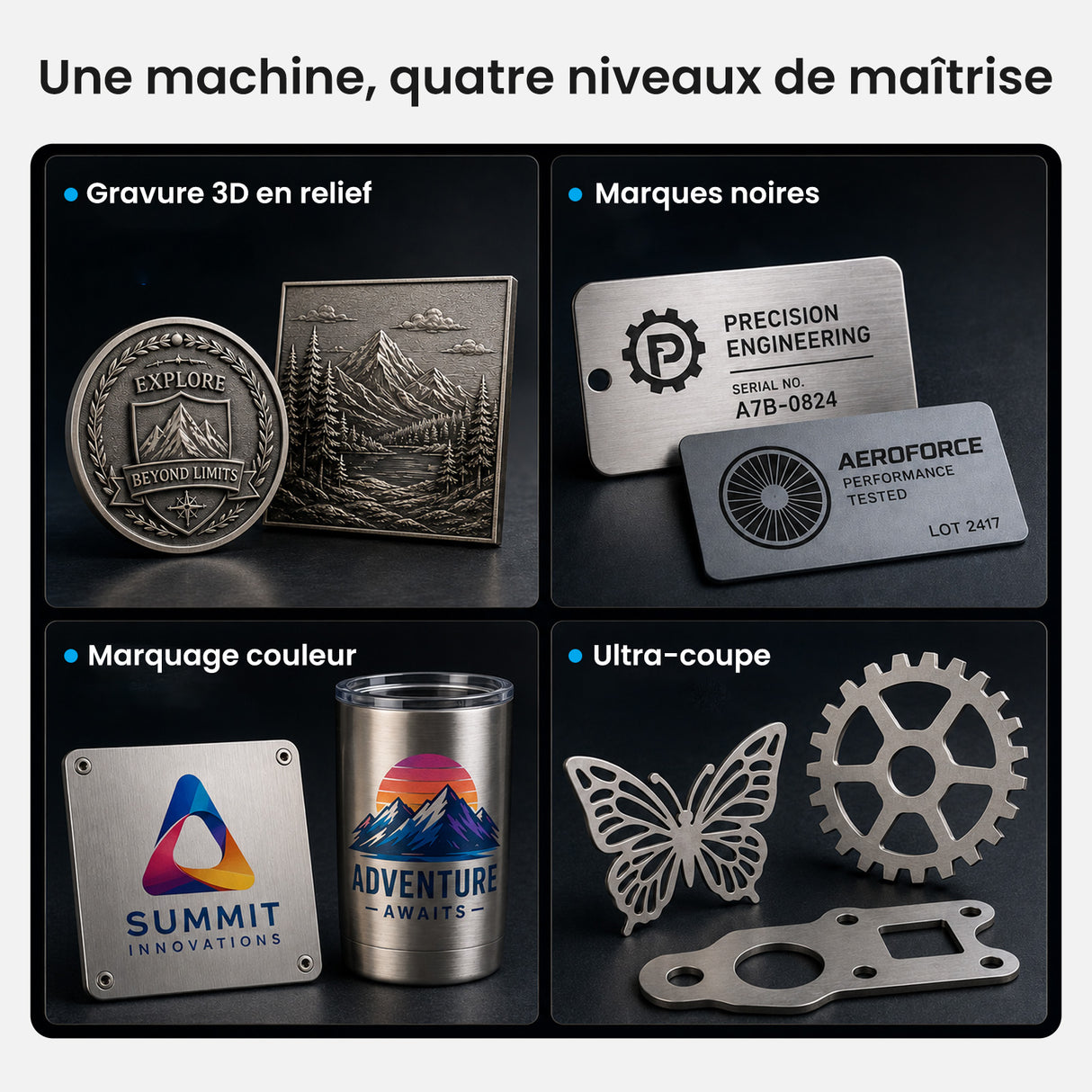 Monport GPro 200W MOPA Machine laser à fibre Vision – Avec système de vision pour un positionnement automatique, une gravure métallique précise et un marquage laser