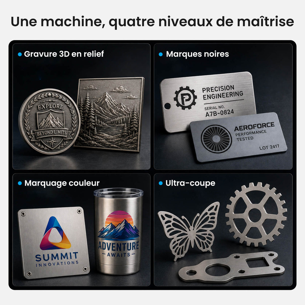 Monport GPro 100W MOPA Machine laser à fibre Vision – Avec système de vision pour un positionnement automatique, une gravure métallique précise et un marquage laser
