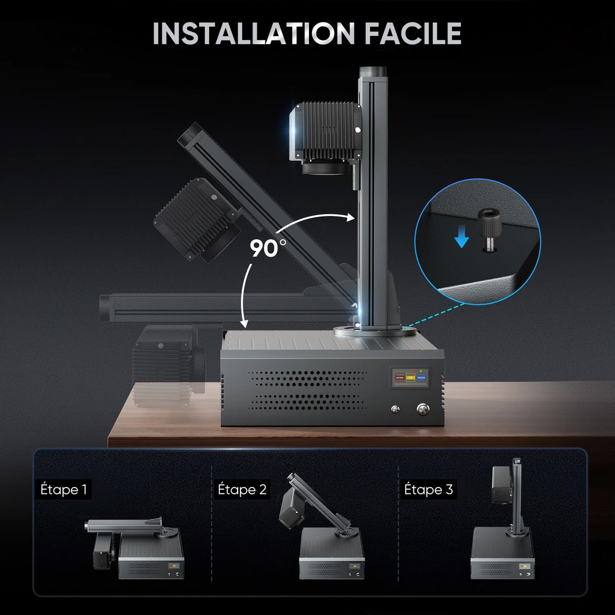 Monport GA Graveur & marqueur laser à fibre MOPA intégré amélioré 100W avec Mise au Point Automatique