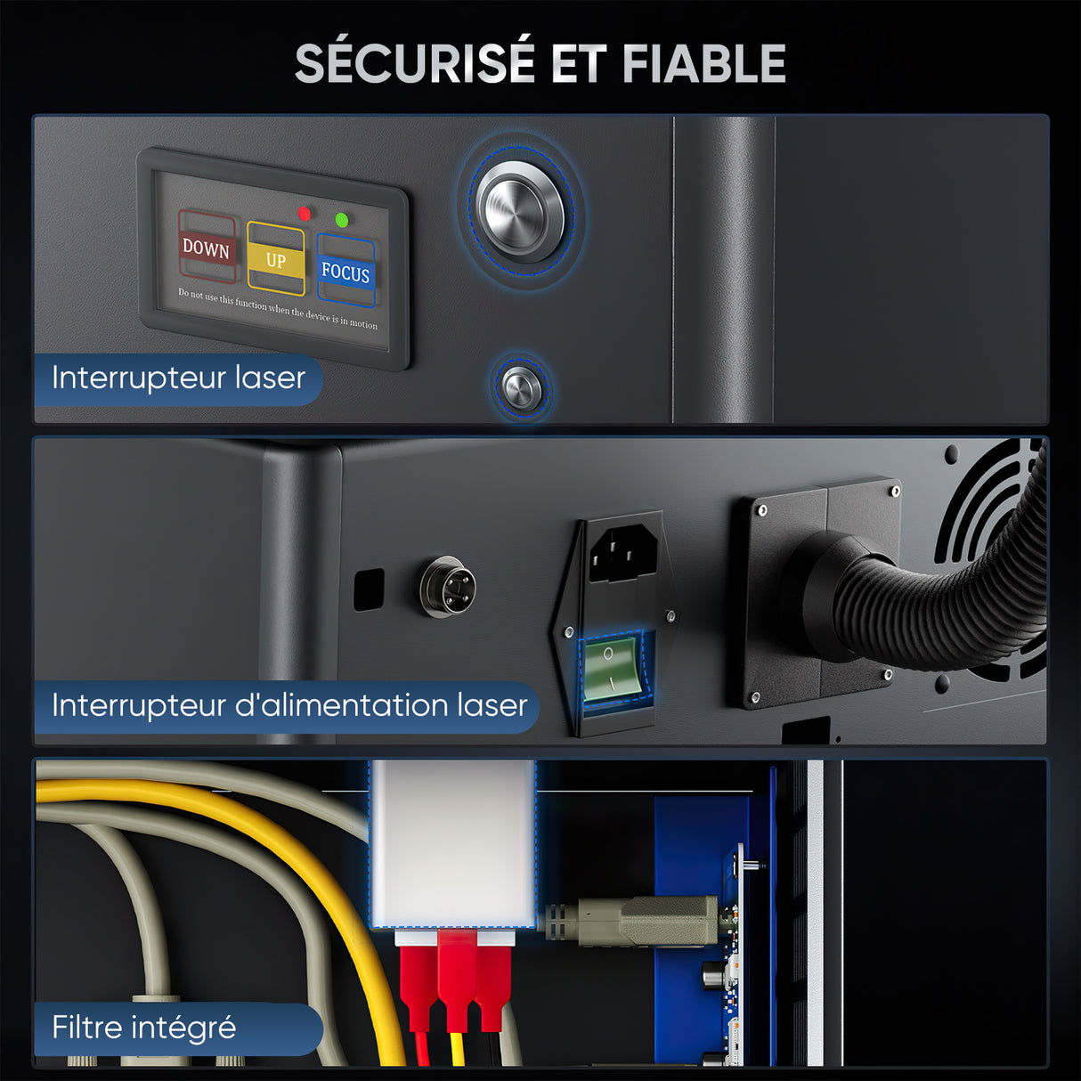 Monport GA Graveur & marqueur laser à fibre MOPA intégré amélioré 30W avec Mise au Point Automatique