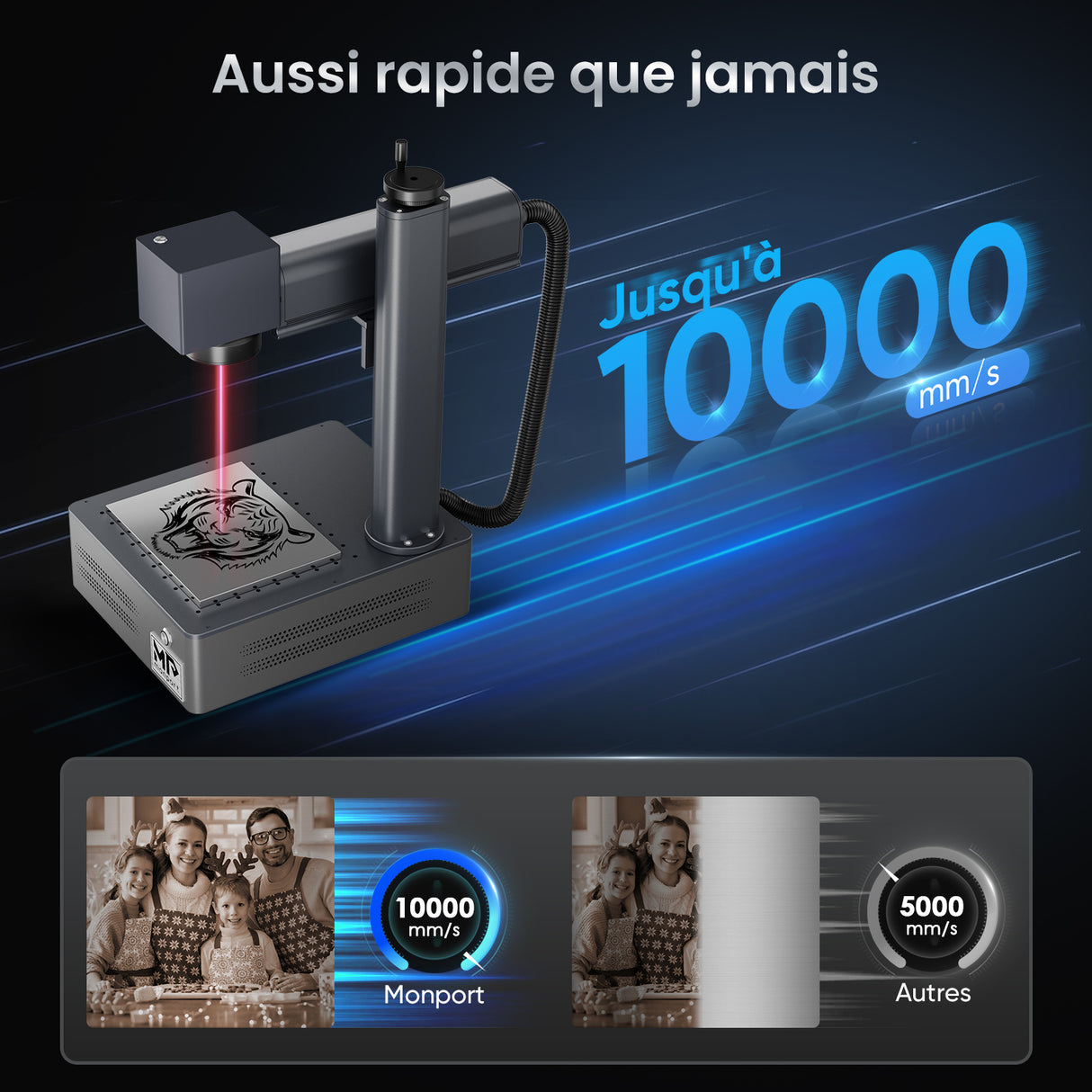 Monport GM 30W Machine de gravure et de marquage laser à fibre intégrée