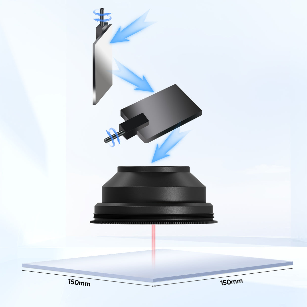 Monport F-theta M85 150mm*150mm Lentille optique de remplacement pour graveur laser à fibre