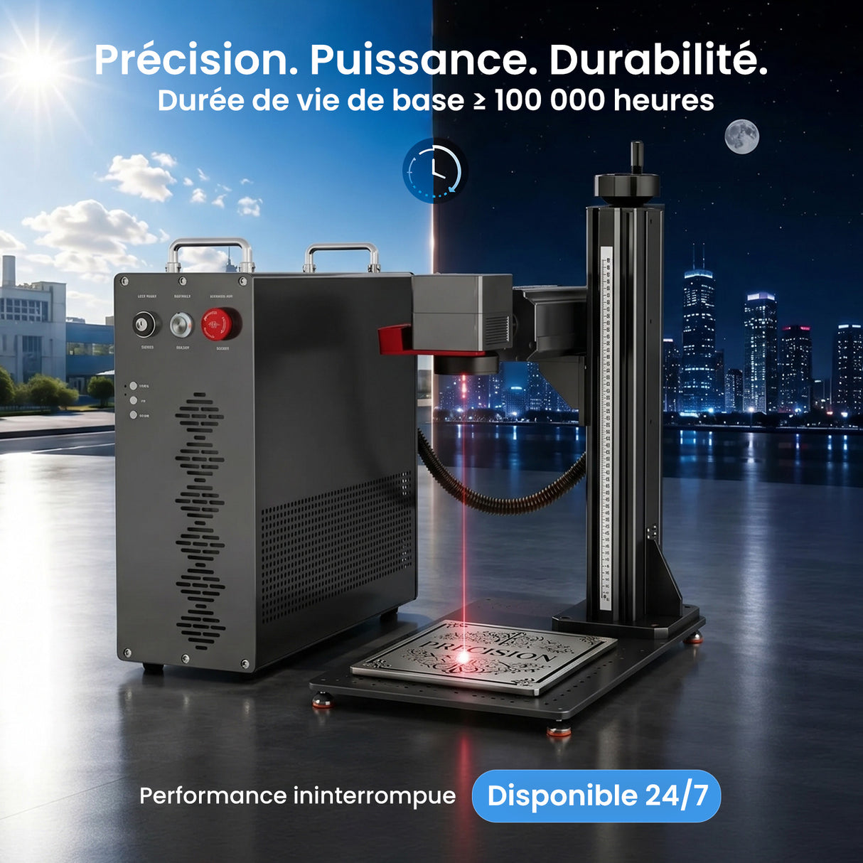 Monport GPro 200W MOPA Machine laser à fibre Vision – Avec système de vision pour un positionnement automatique, une gravure métallique précise et un marquage laser