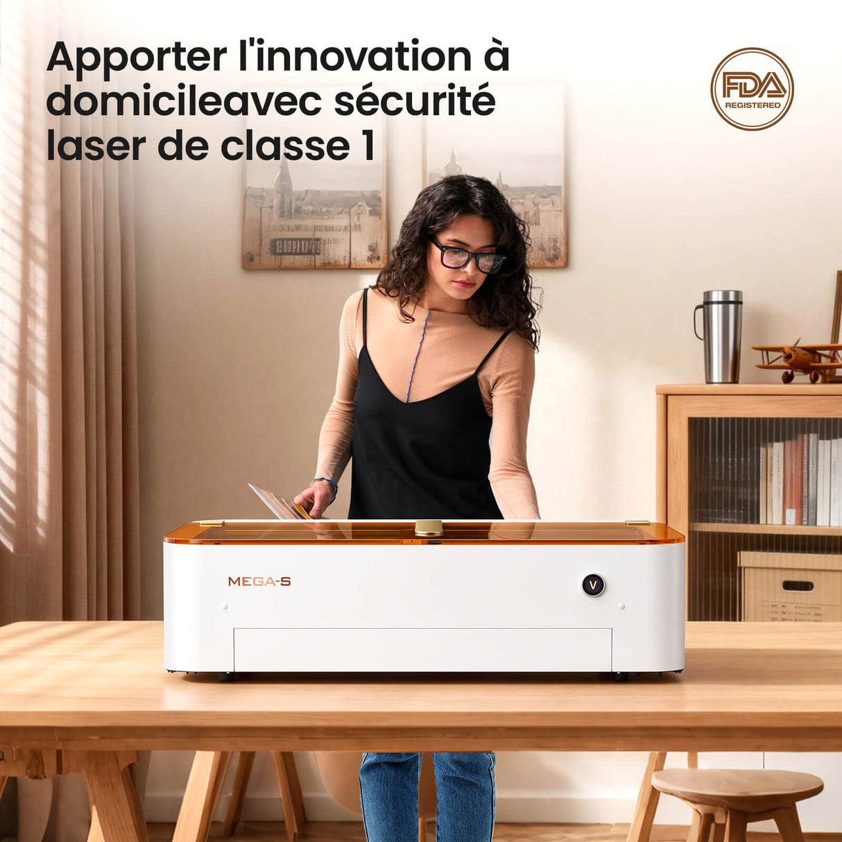 Monport MegaS – Mise à niveau de la série Mega : graveuse et découpeuse laser CO₂ 70 W avec précision intelligente