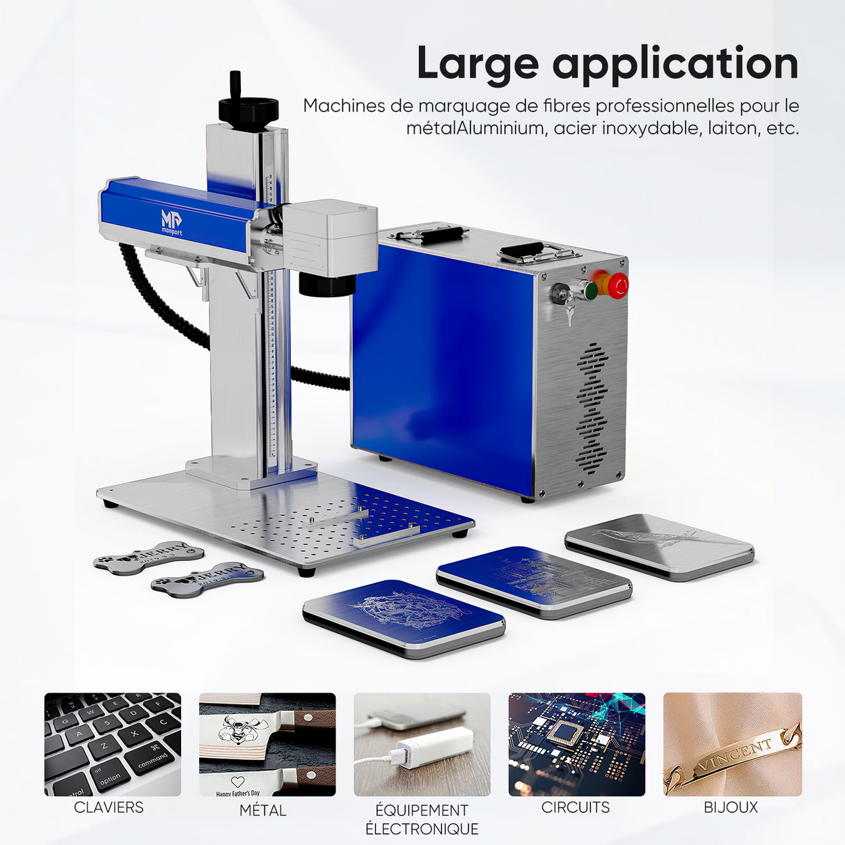 Monport GQ 50W Graveur laser à fibre (7.9" x 7.9") & machine de marquage