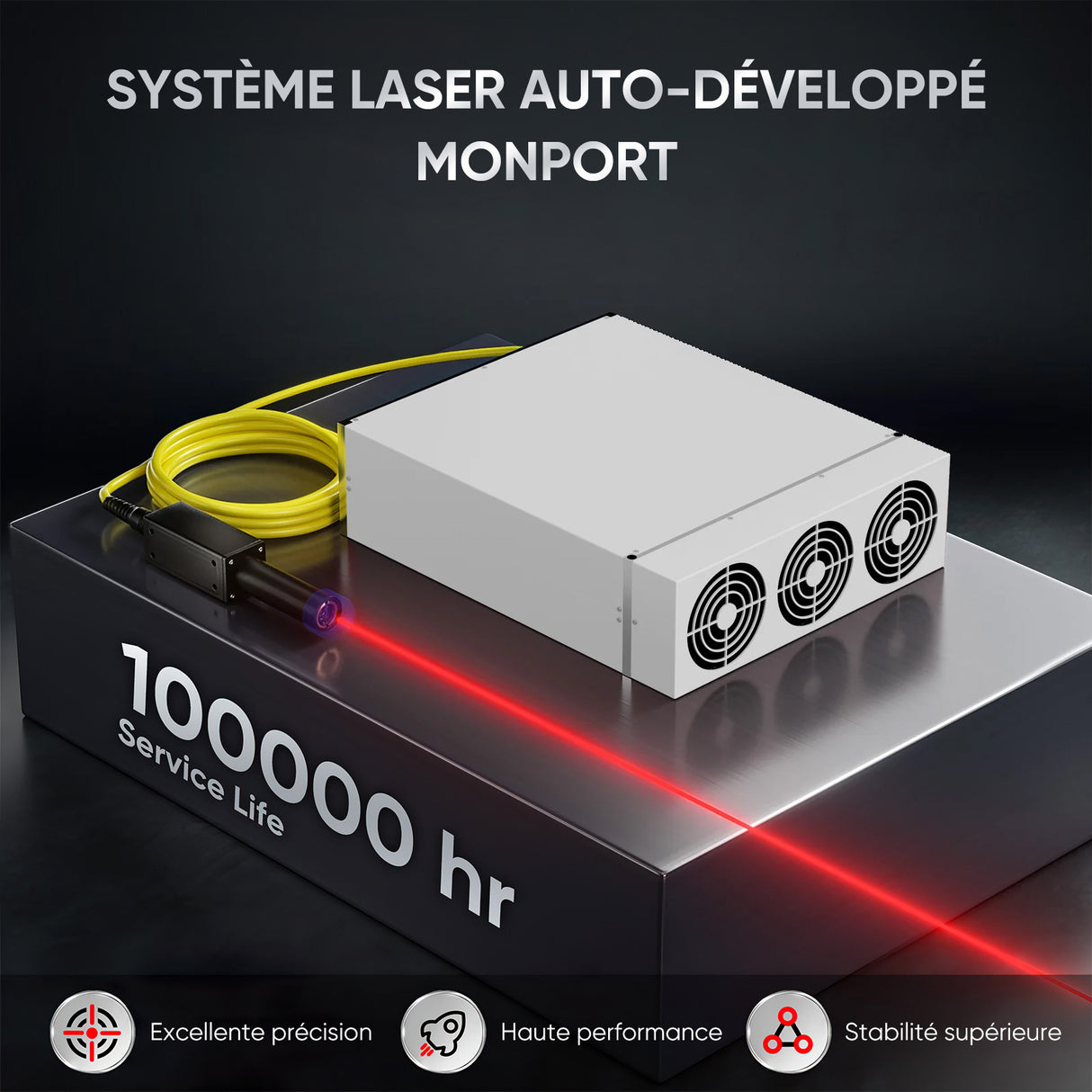 Monport 30W Graveur & marqueur laser à fibre (175 x 175 mm) GPro MOPA avec focalisation manuelle