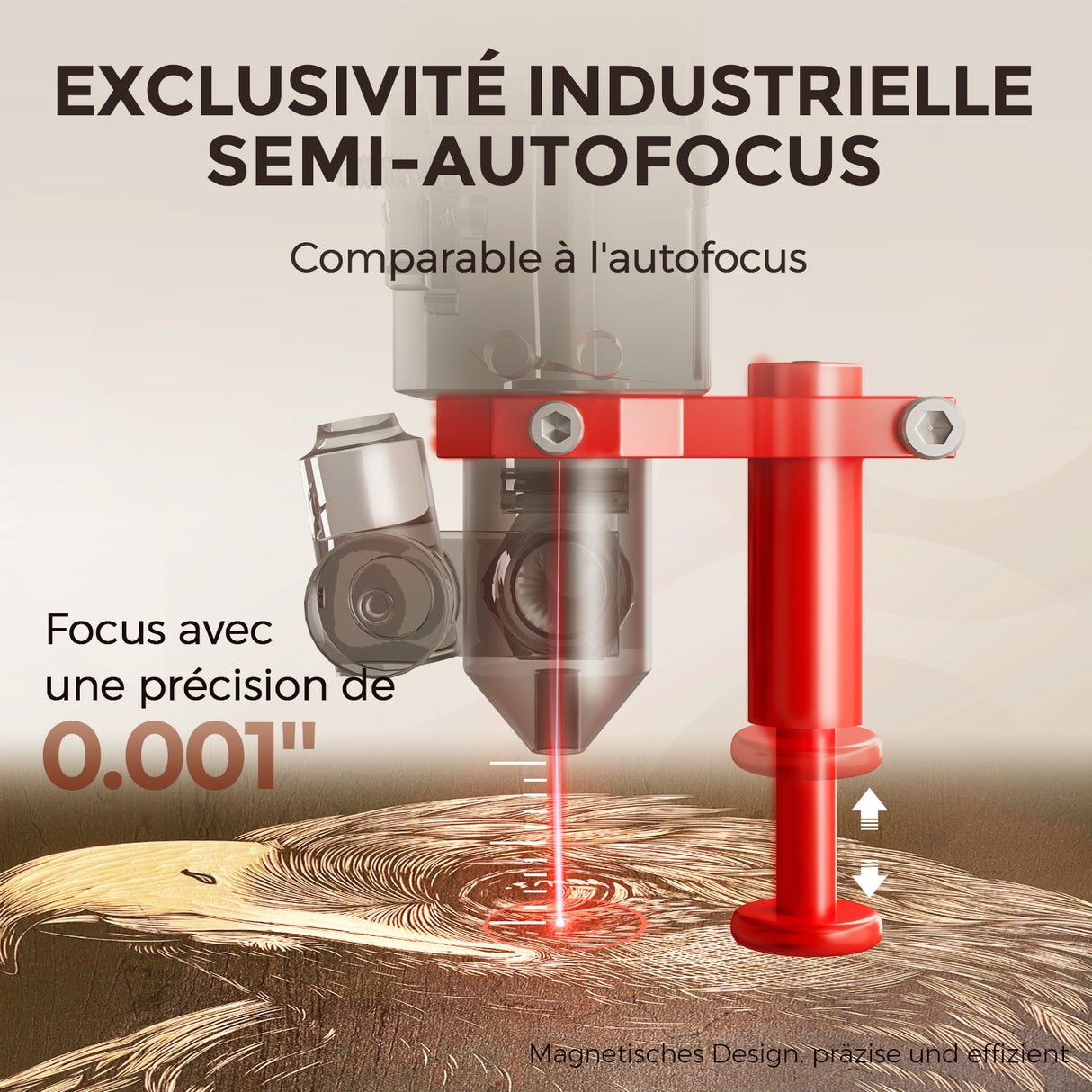 Monport Reno45 45W Graveuse et découpeuse laser CO2 de bureau (16" x 12") avec un tout nouveau système Mise au point automatique assistée