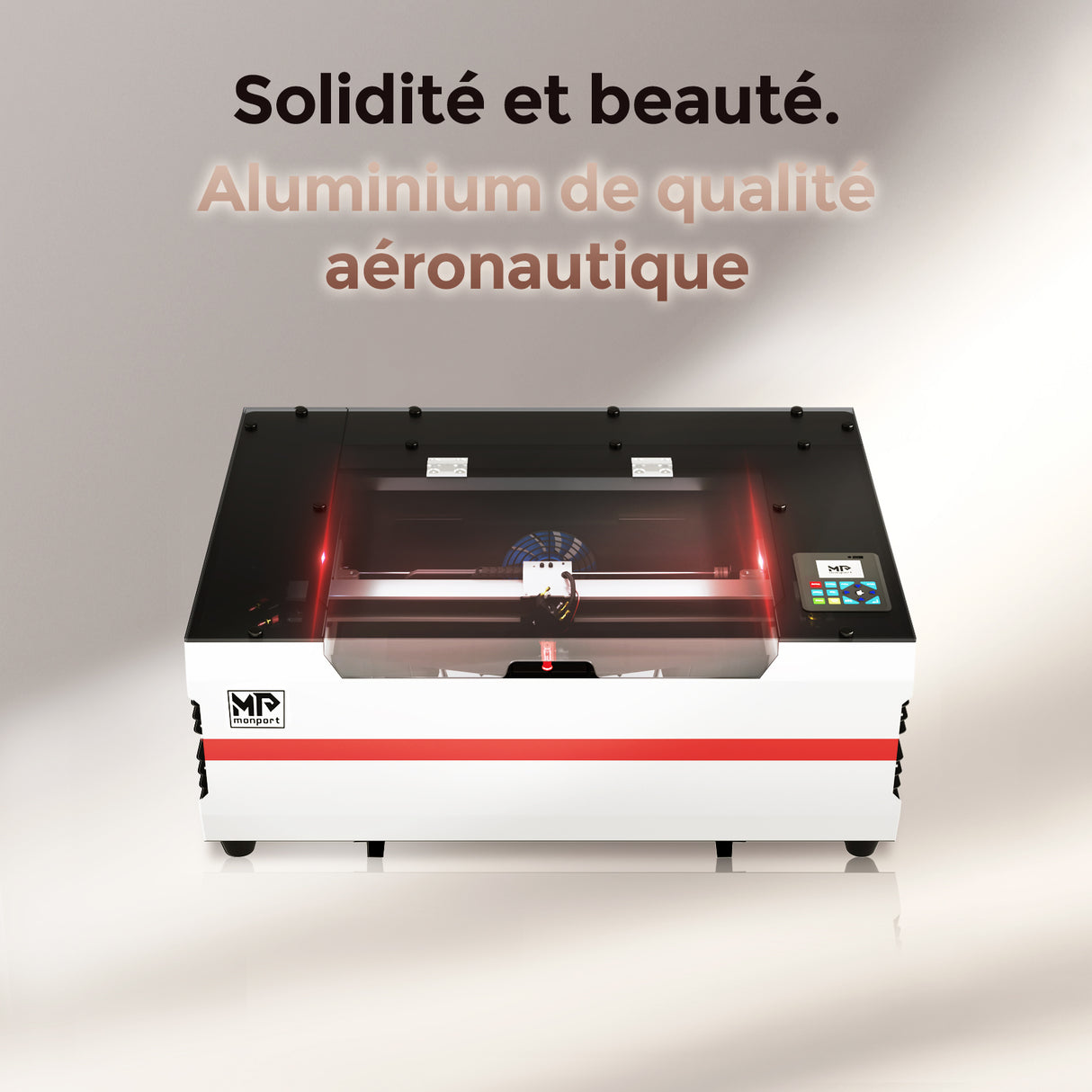 Monport Reno45 45W Graveuse et découpeuse laser CO2 de bureau (16" x 12") avec un tout nouveau système Mise au point automatique assistée