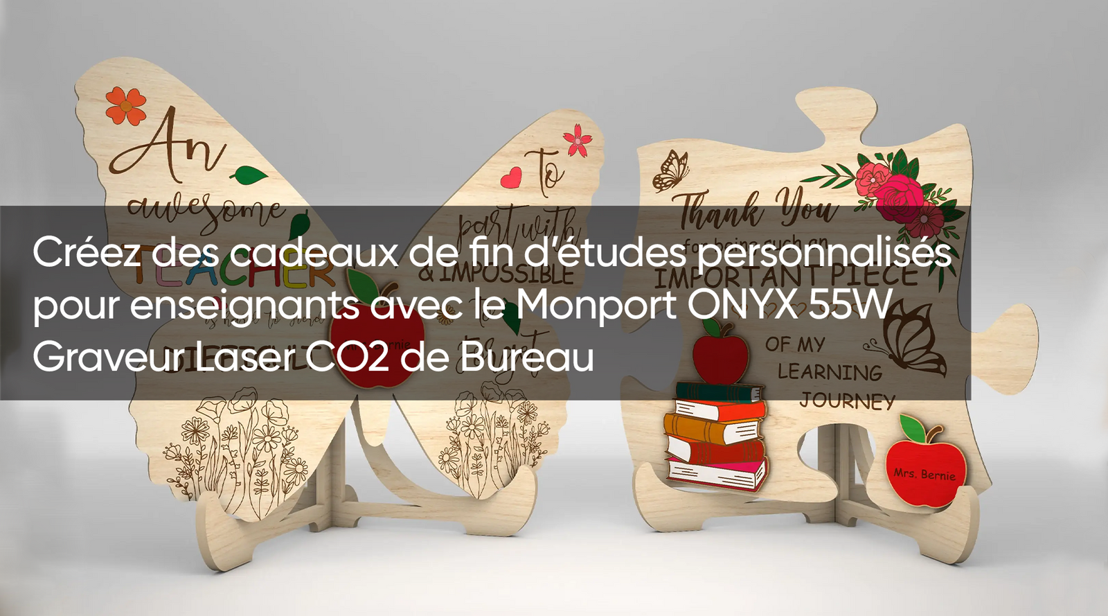 Créez des cadeaux de fin d’études personnalisés pour enseignants avec le Monport ONYX 55W Graveur Laser CO2 de Bureau