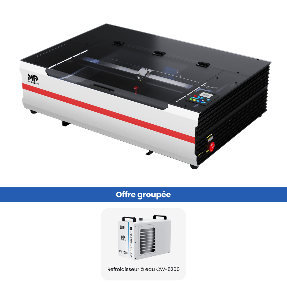 Monport Reno65 Pro 65W Graveur et découpeur laser CO2 de bureau (600x400mm) avec nouveau contr?leur DSP et Mise au point automatique assistée