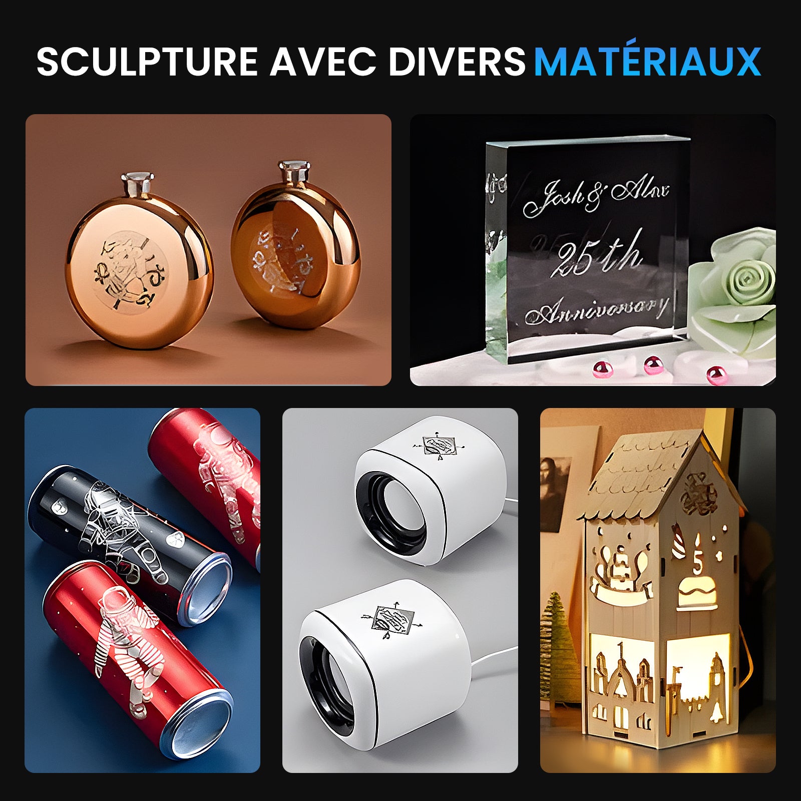 MONPORT ONYX Graveur laser CO2 de bureau 55W avec Mise au Point Automatique