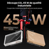 Monport Reno45 Pro Vision Graveur et découpeur laser CO₂ de bureau 45 W (16" x 12") avec caméra HD 8 MP, assistance à la mise au point automatique et système de refroidissement à eau intégré