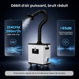 Monport 260W Système d’aspiration des fumées laser avec filtration à 4 niveaux – Pour machines de gravure laser CO₂ et fibre