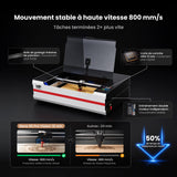 Monport Reno65 Pro Vision 65W – Machine de gravure et de découpe laser CO₂ de bureau (600x400mm) avec caméra HD 8MP, support de mise au point automatique magnétique et système de refroidissement par eau intégré