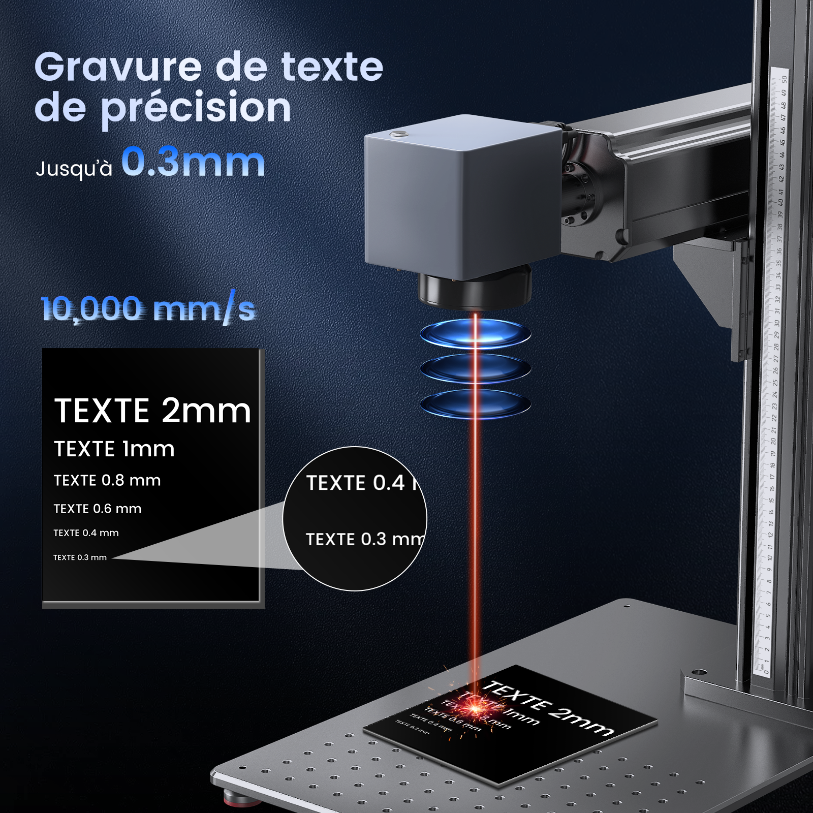 Monport GT 60W Graveur et machine de marquage couleur laser à fibre MOPA séparé avec autofocus – Appareil