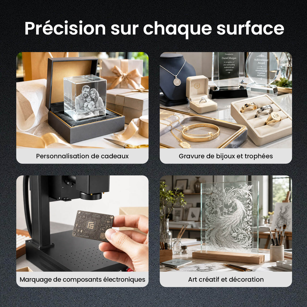 Monport GM 10W PRO Machine de gravure laser UV (gravure intérieure) – Marquage laser UV professionnel avec technologie laser froid 355 nm