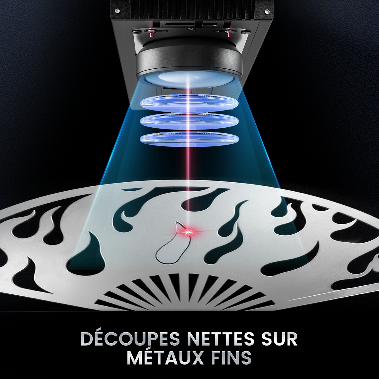 Graveur et machine de marquage laser à fibre MOPA intégré Monport GM 60W Pro avec mise au point automatique