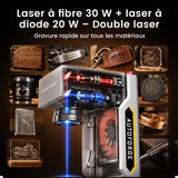 Monport AutoForge Machine de Gravure Laser Double avec Laser à Fibre 30W et Laser Diode 20W – Graveur Laser Précis et Portable