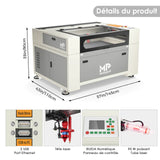 Monport 90W CO2 intégré Système de refroidissement à eau Machine à graver laser & Cutter avec (900 x 600mm) surface de gravure