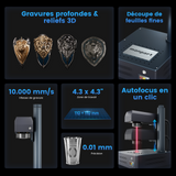 Graveur laser à fibre intégré et machine de marquage Monport GM 20W Pro avec mise au point automatique - Machine