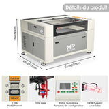 Monport 100W CO2 intégré Système de refroidissement à eau Machine à graver laser & Cutter avec (1000 x 600mm) surface de gravure