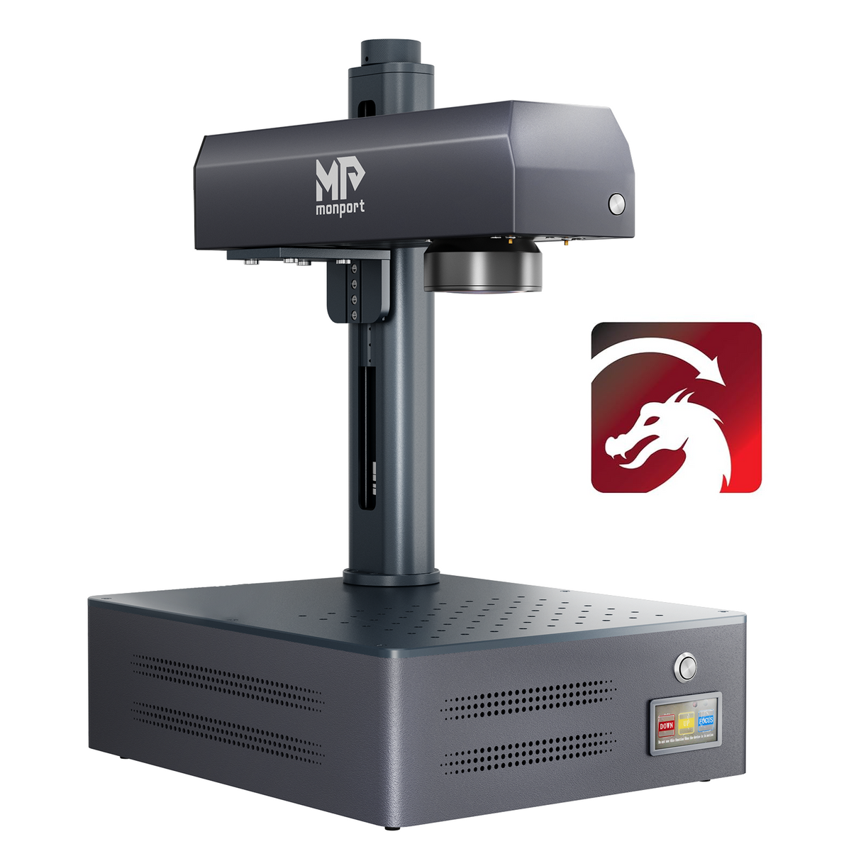 Graveur et machine de marquage laser à fibre MOPA intégré Monport GM 60W Pro avec mise au point automatique