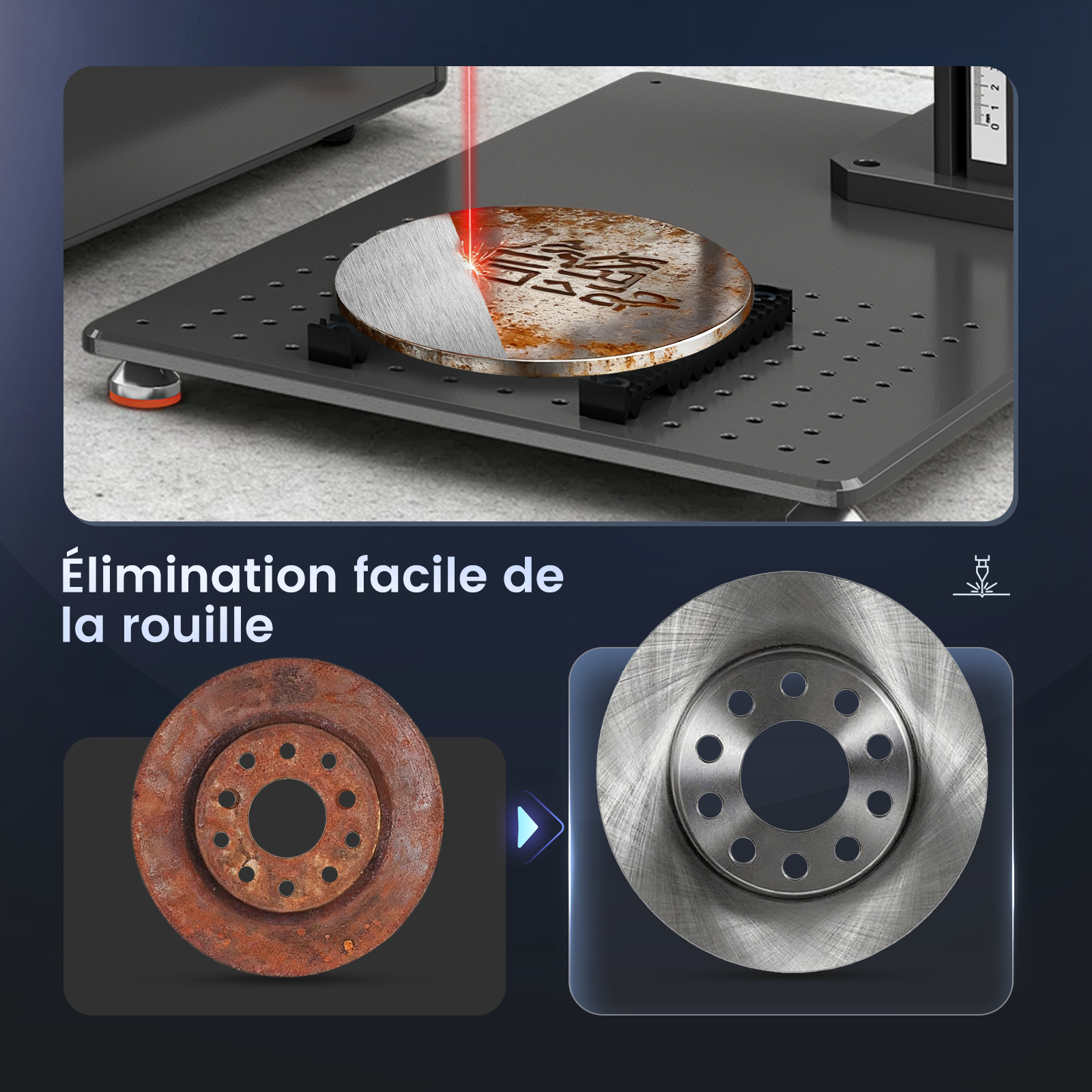 Monport GT 50W Graveur et machine de marquage laser à fibre séparé avec autofocus (7,9