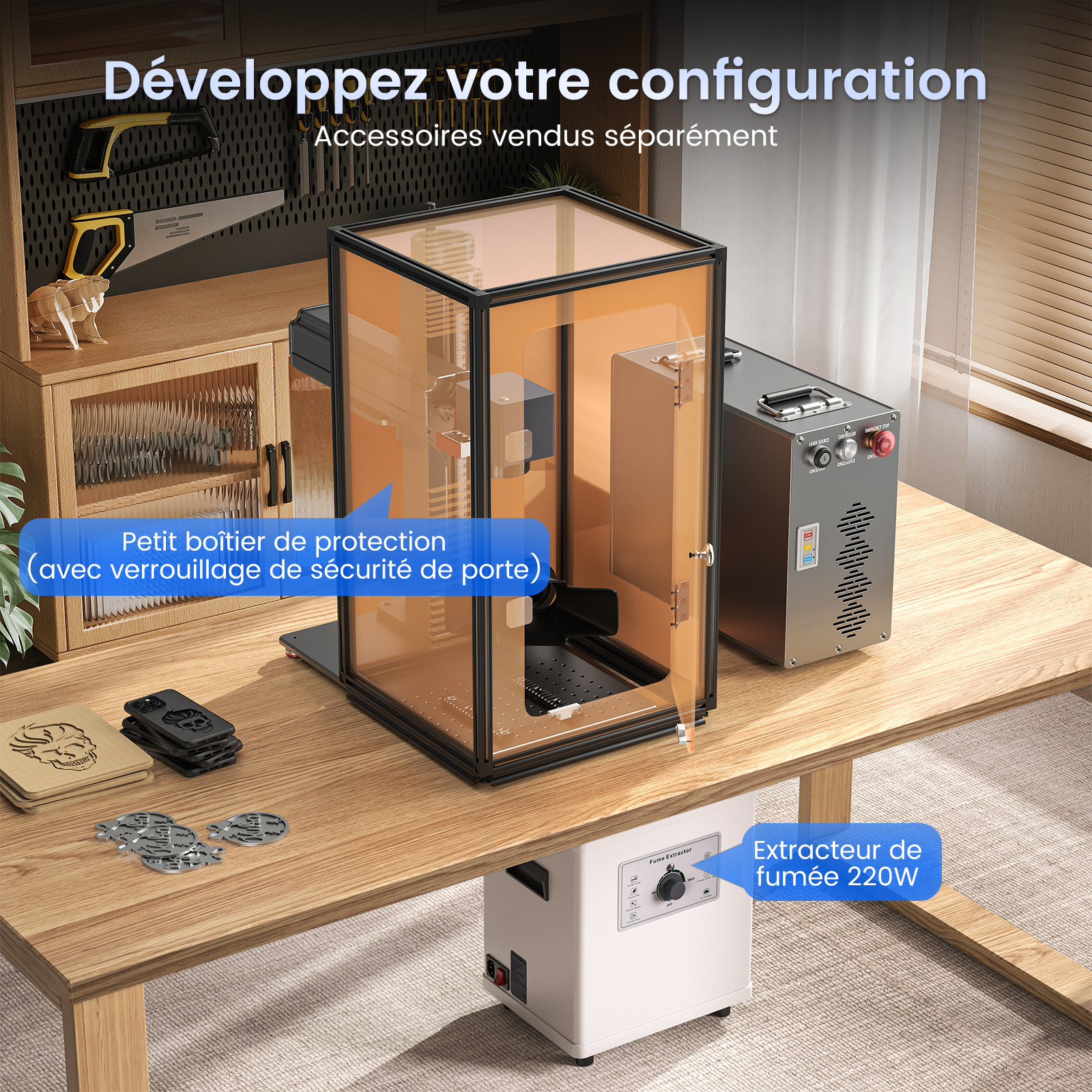 Monport GT 30W Graveur et machine de marquage couleur laser à fibre MOPA séparé avec autofocus – Appareil
