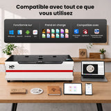 Monport Reno45 Pro Vision Graveur et découpeur laser CO₂ de bureau 45 W (16" x 12") avec caméra HD 8 MP, assistance à la mise au point automatique et système de refroidissement à eau intégré