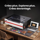 Monport Reno65 Pro Vision 65W – Machine de gravure et de découpe laser CO₂ de bureau (600x400mm) avec caméra HD 8MP, support de mise au point automatique magnétique et système de refroidissement par eau intégré