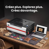 Monport Reno45 Pro Vision Graveur et découpeur laser CO₂ de bureau 45 W (16" x 12") avec caméra HD 8 MP, assistance à la mise au point automatique et système de refroidissement à eau intégré