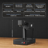 Monport GM 10W PRO Machine de gravure laser UV (gravure intérieure) – Marquage laser UV professionnel avec technologie laser froid 355 nm